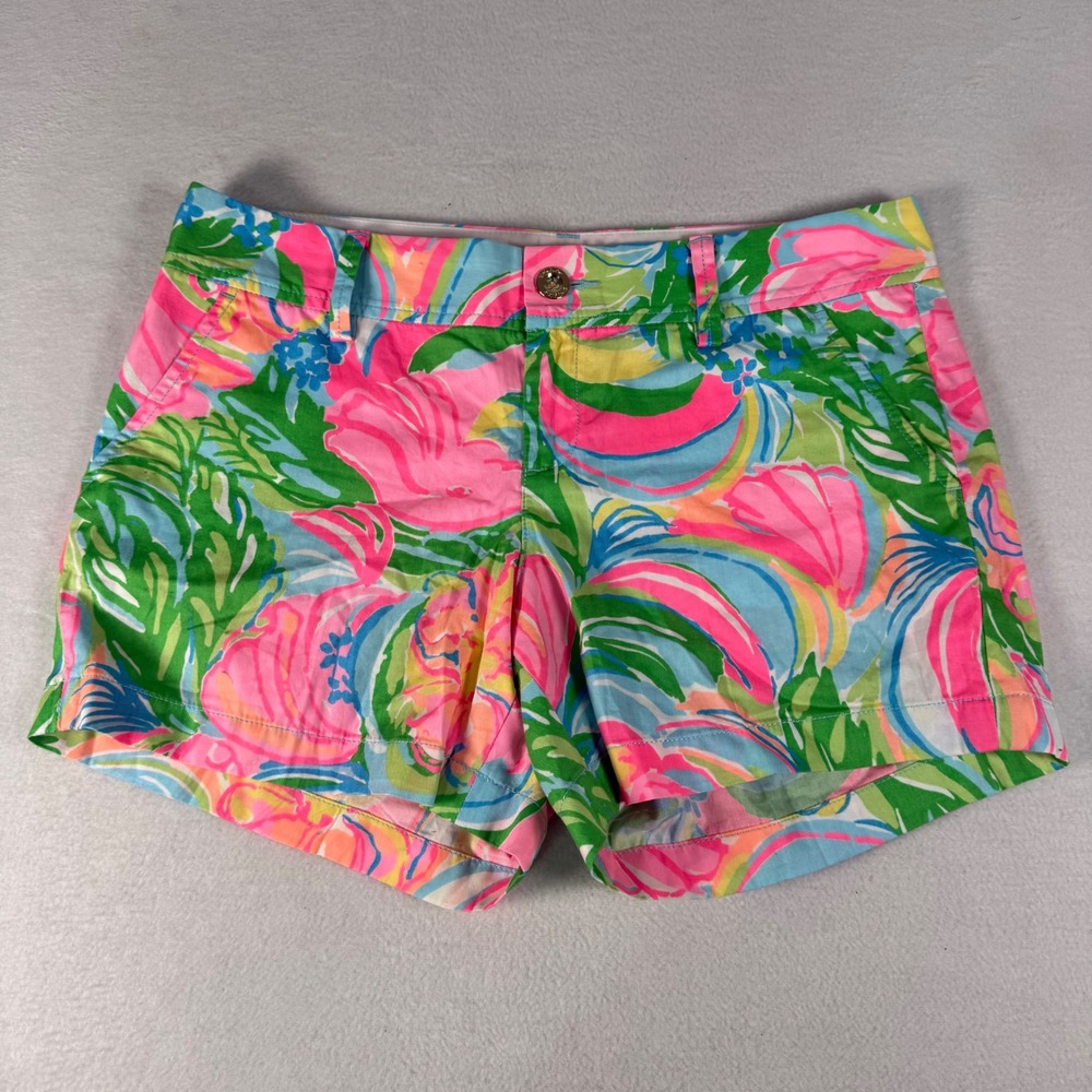Lilly Pulitzer Callahan Shorts So A Peeling 8 Pink Green Cotton Preppy Resort